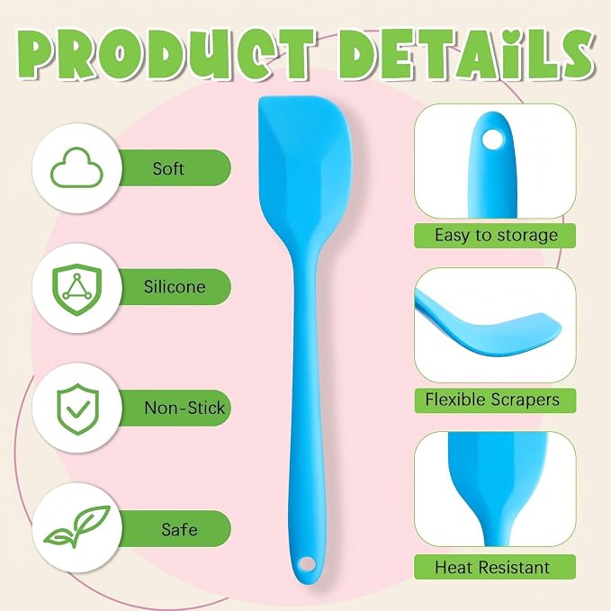 Hsei 54 Pieces Silicone Spatulas 8.1 Inch Rubber Spatula Heat Resistant Non Stick Flexible Cooking Scraper Baking Mixing Tool with Stainless Steel Inside for Kitchen Cookware Dishwasher Safe, 9 Colors - Image 3