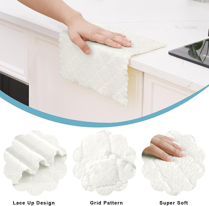 Homaxy 24 Pack Super Soft & Absorbent Dish Cloths, 10" x 10", White - Image 2
