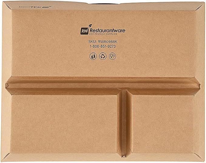 Restaurantware-Bio Tek 50.7 Ounce To Go Boxes, 100 Disposable Bento Boxes - 3 Compartments, Tab Lock Closure, Kraft Paper Take Out Box, Serve Hot and Cold Foods, For Restaurants or Parties - Image 14