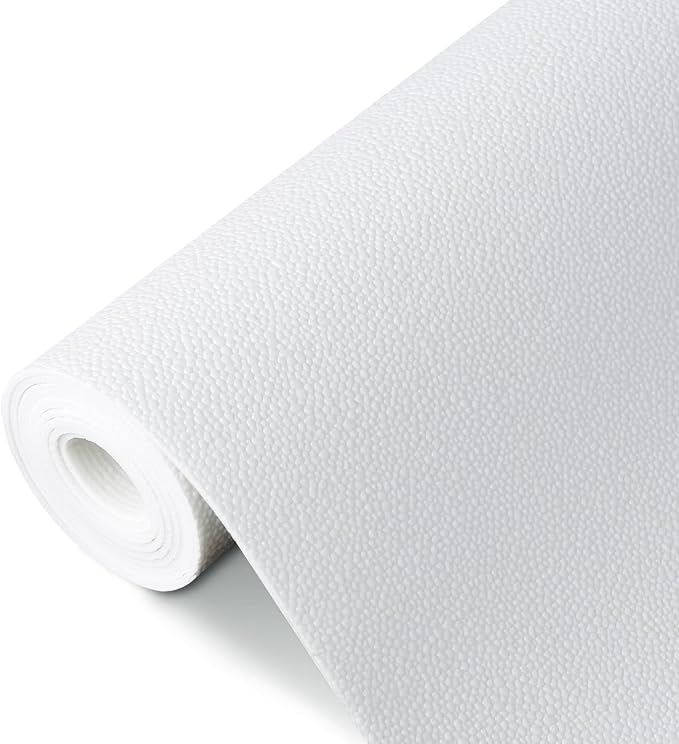 WochiTV Shelf Liner for Cabinets, Drawer Non Adhesive Non Slip Foam Mat for Kitchen, Pantry, Bathroom, Cupboard, Garage, Closet, Shelves, Drawer, Tool Box, White 11.8 x 236 inches by WochiTV