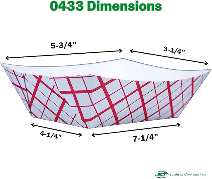 Southern Champion Tray 0433 #1000 Southland Paperboard Red Check Food Tray, 10 lb Capacity (Case of 250) - Image 7