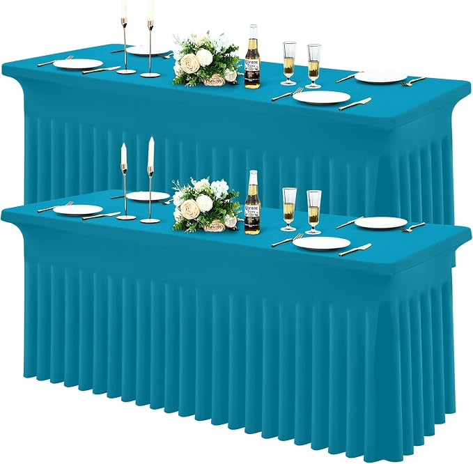 Moosfor 2 Pack Spandex Fitted Rectangle Tablecloth, Elastic Table Skirt by Moosfor