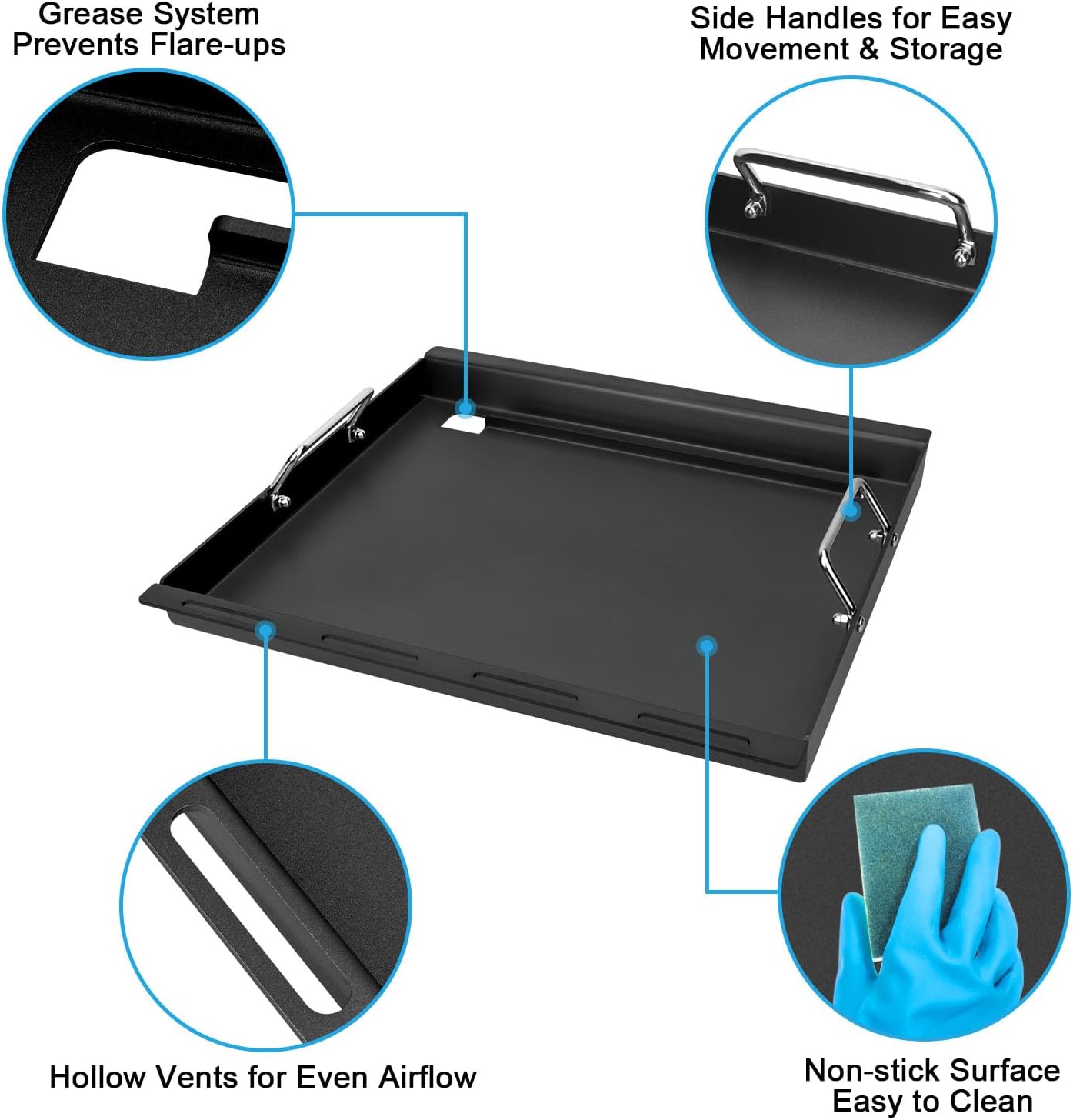 Griddle Inserts for Charbroil Performance 6 Burner Grill, Flat Top Griddle for Charbroil Grill 463245917 463238218 463276517 466245917, 463347017 463349917, Replace for G470-0002-W1 G470-0003-W1