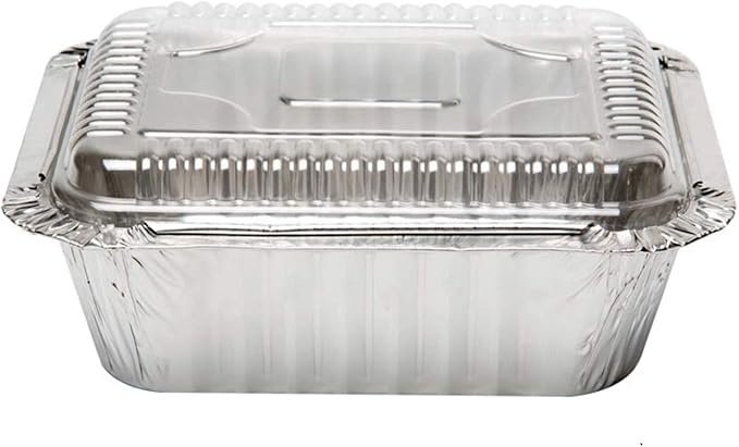 Tiger Chef Aluminum Foil Pans - Disposable Freezer to Oven Safe Containers for Takeout, Baking, Cooking, Storing and Freezing (60, 1 Lb with Dome Lids) by TigerChef