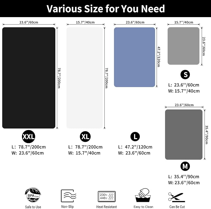 2MM Thick Silicone Countertop Mat, 35.4"x 23.6" Silicone Mats for Kitchen Counter, Nonslip Heat Resistant Mat, Large Kitchen Counter Mats, Waterproof Countertop Protector, Semitransparent - Image 2