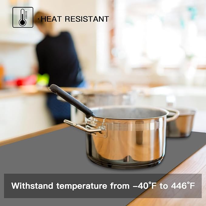2MM Thick Silicone Countertop Mat, 23.6"x 23.6" Silicone Mats for Kitchen Counter, Nonslip Heat Resistant Mat, Large Kitchen Counter Mats, Waterproof Countertop Protector, Semitransparent - Image 6