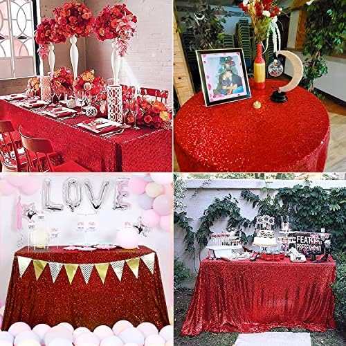 JYFLZQ Red Sequin Tablecloth Glitter Table Cover 50x50 Inch Square - Image 7