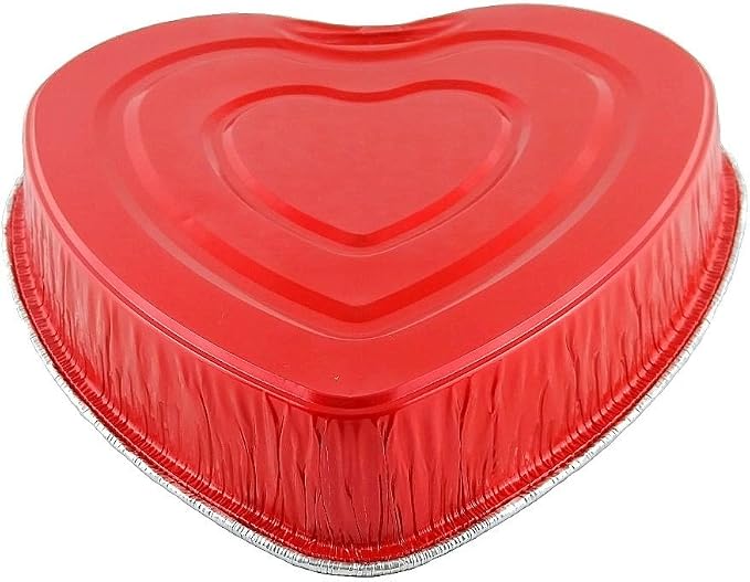 Handi-Foil Red Aluminum Heart Shaped Valentine Foil Cake Pan w/Clear Dome Lid (Pack of 20) - Image 5