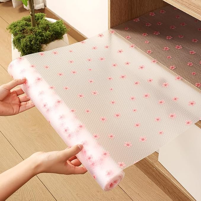 Cherry Blossom Shelf Liner - Non-Adhesive Drawer & Cabinet Liner, Non-Slip Waterproof Kitchen Shelf Paper,Pink Decorative Floral Refrigerator Liner, Easy to Cut & Clean - Image 4
