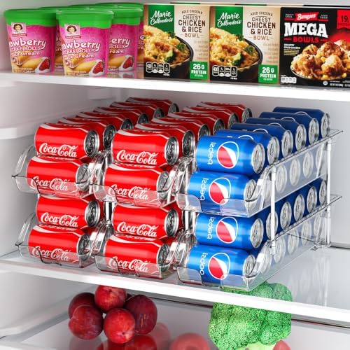 Sotfamily Stackable Soda Can Organizer for Pantry or Fridge, Holds 24 Cans | Heavy-Duty, Clear PET, Space-Saving Drink Organizer, Gravity Rolling, Pop can & Food can Dispenser/Storage/Container - Image 2
