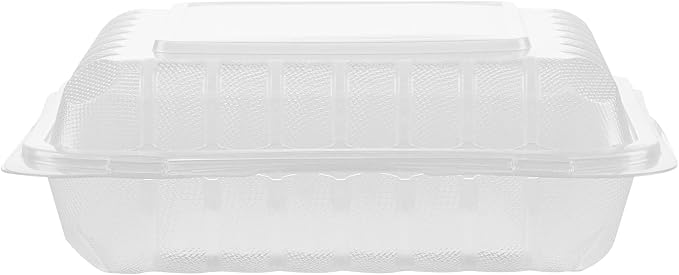 Restaurantware 40 oz Square Frosted Plastic Clamshell Container, 100 Pack - Image 16