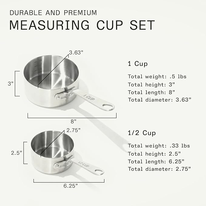 Made In Cookware - Measuring Cup Set - Stainless Steel - Stackable - Dishwasher Safe - Image 5