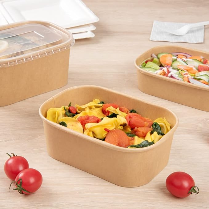 Restaurantware Bio Tek 25.4 Ounce To Go Containers 100 PE Coated Paper Food Containers - Lids Sold Separately Freezable Kraft Paper Disposable Serving Bowls For Hot And Cold Foods - Image 3