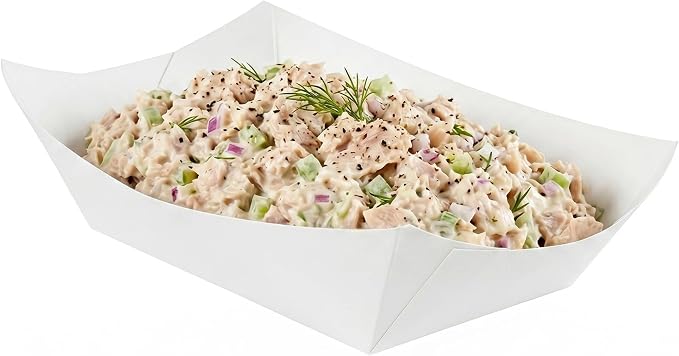 Restaurantware-Bio Tek 1 Pound Food Trays, 200 Disposable Paper Food Trays - Heavy-Duty, Greaseproof, White Paper Food Boats, For Snacks, Appetizers, Or Treats, Use At Parties Or Carnivals by Restaurantware