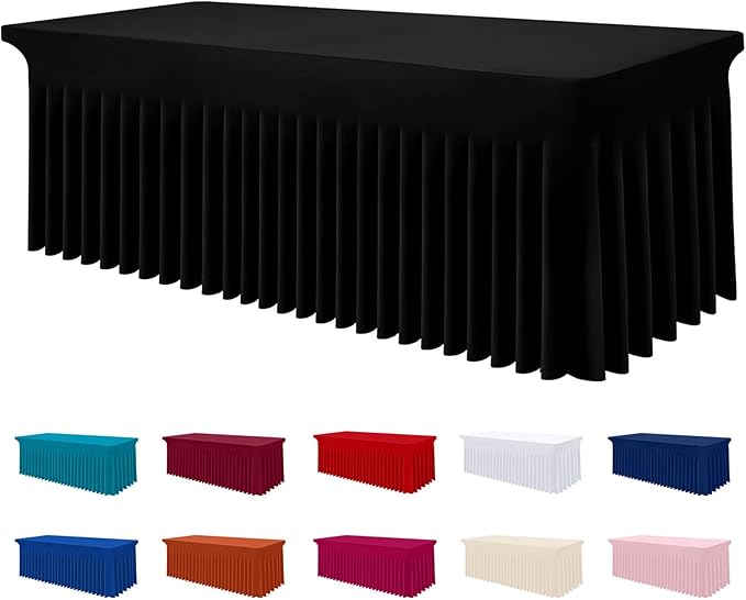 Smiry Spandex Elastic Fitted Table Cloth Skirt for 8FT Rectangle Table by Smiry