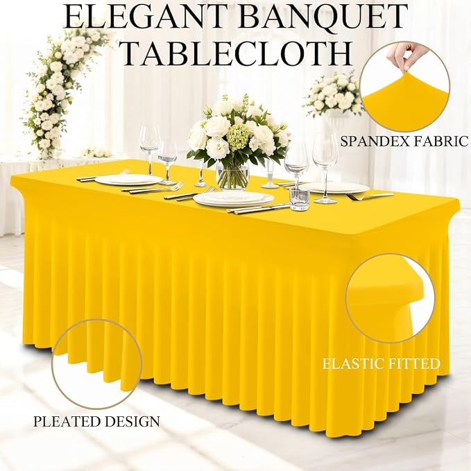 Moosfor 2 Pack Spandex Fitted Rectangle Tablecloth, Elastic Table Skirt - Image 3