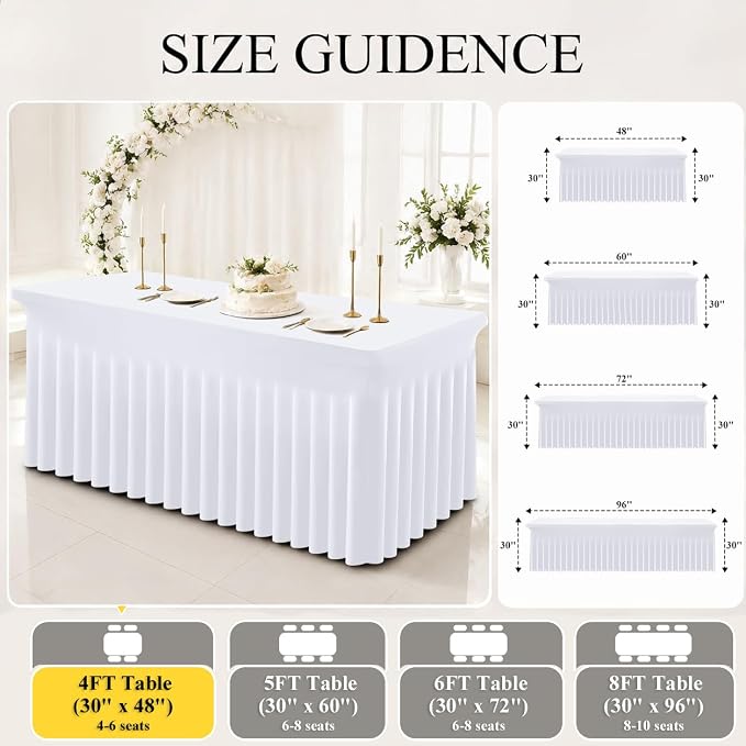Moosfor 2 Pack Spandex Fitted Rectangle Tablecloth, Elastic Table Skirt - Image 6