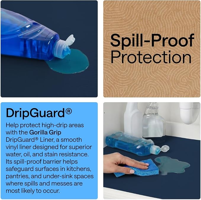 GORILLA GRIP Shelf Liner, Kitchen Drawer Protector, 17.5x240 Navy - Image 3