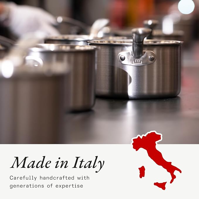 Made In Cookware - 6 Pc Stainless Steel Cookware Set - 5 ply Clad - Includes Frying Pans, Saucepan, and Stock Pot - Professional Cookware - Crafted in Italy - Induction Compatible - Image 6