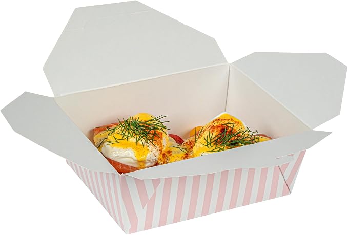 Restaurantware 45 oz Pink And White Stripe 8 Bio Box Container, 200 Ct - Image 10