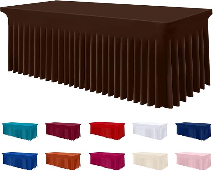 Smiry Spandex Elastic Fitted Table Cloth Skirt for 6FT Rectangle Table by Smiry