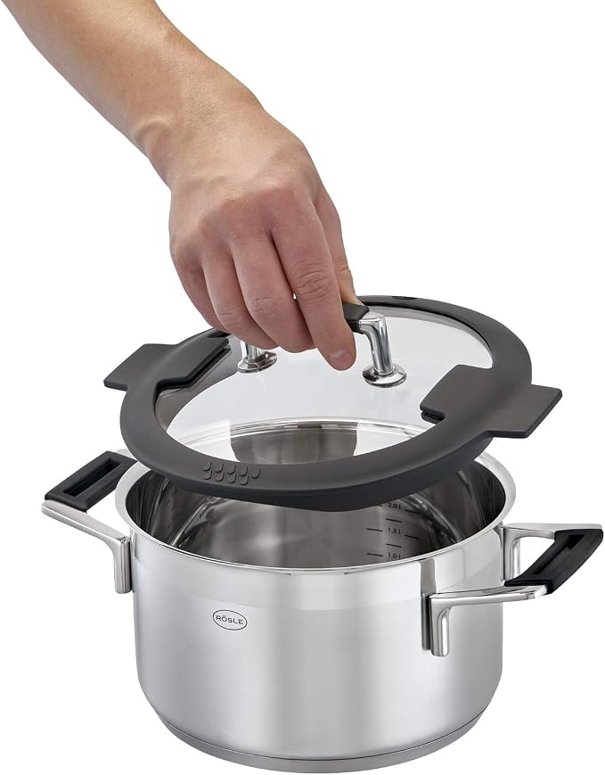 RÖSLE Silence Pro 4-Piece Cookware Set – Set of 3 Pots and 1 Saucepan 18/10 Stainless Steel – Internal Graduation, Suitable for Induction, Dishwasher Safe - Image 2