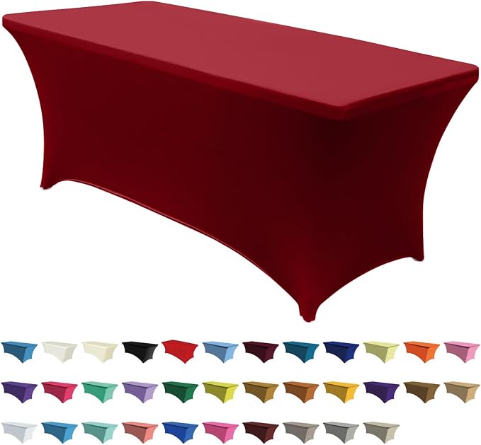 ABCCANOPY 6FT Spandex Table Cover, Stretch Fitted Tablecloth, Red by ABCCANOPY