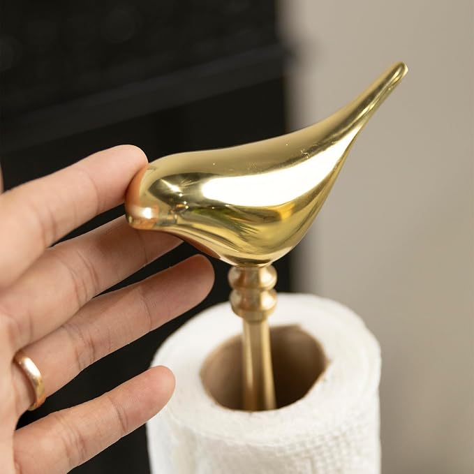 Paper Towel Holder Countertop with Heavy Marble Base, Standing Paper Towel Roll Holder for Kitchen Bathroom, with Weighted Base for One-Handed Operation (Green Base) - Image 6