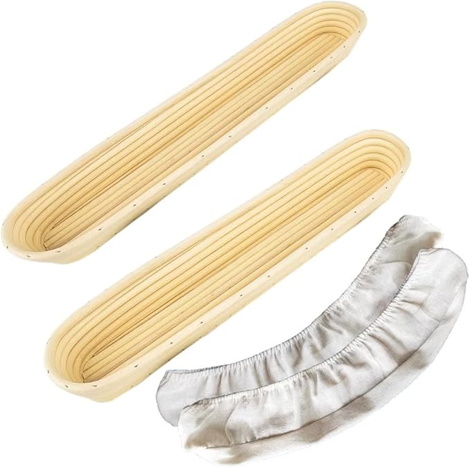 15 Inch Proofing Baskets for Baguette, Bread Banneton Baking Bowls 2 Pack, Making Baguette Bread with Beautiful Pattern and Shape by perixir