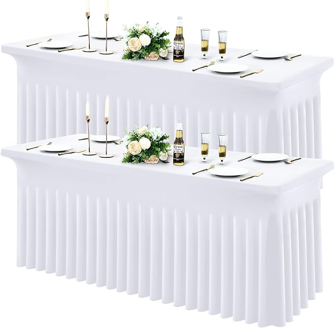 Moosfor 2 Pack Spandex Fitted Rectangle Tablecloth, Elastic Table Skirt by Moosfor