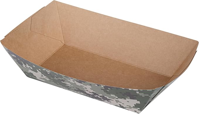 Restaurantware-Bio Tek 2 Pound Food Trays, 50 Disposable Paper Food Trays - Heavy-Duty, Greaseproof, Camouflage Paper Boats, For Snacks, Appetizers, Or Treats, Use At Parties Or Carnivals - Image 14