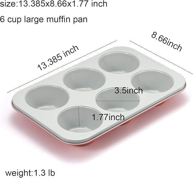 Jumbo Muffin Pan-Large Cupcake Pan Non Stick 6 cup 3.5x1.77 inch Carbon Steel muffin tin for home baking non stick - Image 4