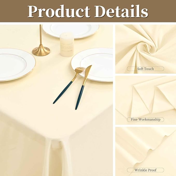 12 Pack Beige Tablecloth for Rectangle Table 90 x 156 Inch - Image 4