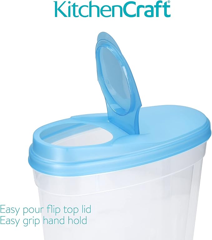 KitchenCraft Plastic Dry Food Storage Containers with Clip Lids for Cereal, Pasta, Rice, BPA-Free, Set of 3 - Image 9