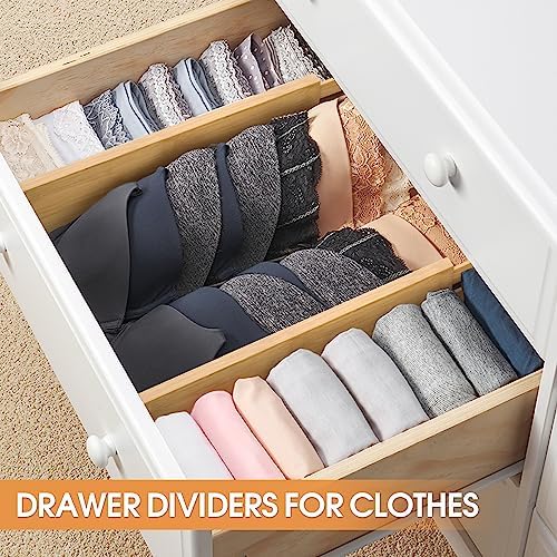 Bamboo Drawer Dividers, Adjustable Drawer Organizers, Fits 12.6–16" Drawers | 2.5" High, 4 Pack Expandable Drawer Separators for Kitchen, Nursery, Dressers & Office Storage, Natural - Image 5