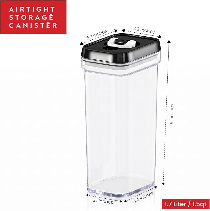 DWËLLZA KITCHEN Airtight Food Storage Containers with Lids – 4 Piece Set Air Tight Kitchen Storage Containers Clear Pantry Organization and Storage Set BPA-Free - Keeps your Food Fresh & Dry - Image 6