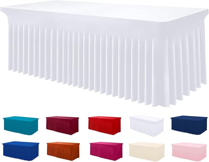 Smiry Spandex Elastic Fitted Table Cloth Skirt for 6FT Rectangle Table by Smiry