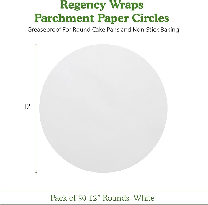 Regency Parchment Paper Circles for Round Cake Pans, 12", 50 Pack | For Round Cake Pans, Greaseproof Liners, Non Stick Baking, Pre Cut Rounds For Air Fryer, Pizza Stone & Microwave Cooking - Image 6