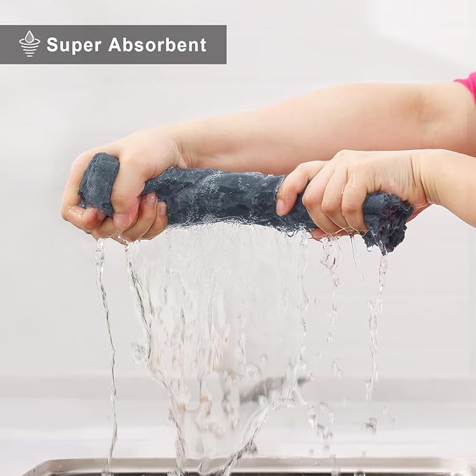 Homaxy 24 Pack Super Soft Absorbent Dish Towels, 10" x 20", Dark Grey - Image 3