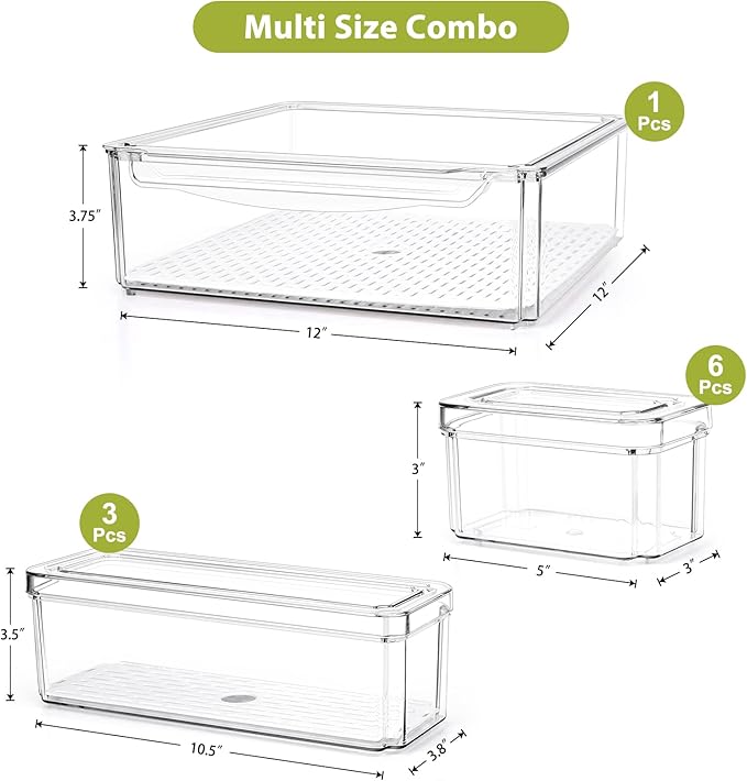 10 Pack Refrigerator Pantry Organizer Bins with Lids, Fridge Organizer Bins | BPA-Free Stackable Clear Plastic Food Storage Bins for Kitchen,Countertops,Cabinets,Fridge,Drinks,Fruits,Vegetables - Image 7