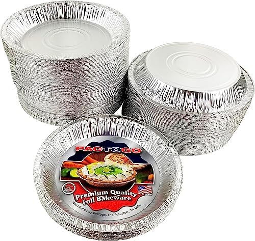 PACTOGO Aluminum Foil Pie Pan (Actual Top-Out 9-5/8 Inches - Top-In 8-3/4 Inches - Vertical Depth 1-3/16 Inches) - Disposable Baking Tin Plates (Pack of 25) - Image 3