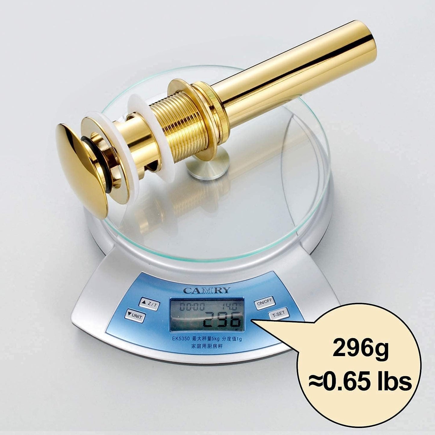 Pop Up Sink Drain with Overflow Bouncing Style Stopper Brass Gold Finish…