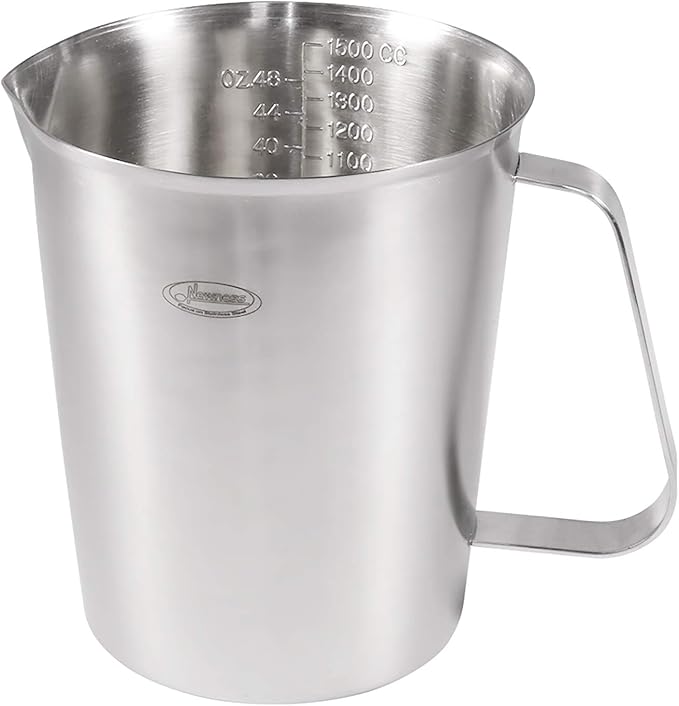 Measuring Cup, [Upgraded, 3 Measurement Scales, Including Cup Scale, ML Scale, Ounce Scale], Newness Stainless Steel Measuring Cup with Marking with Handle, 48 Ounces (1.5 Liter, 6 Cup) by Newness