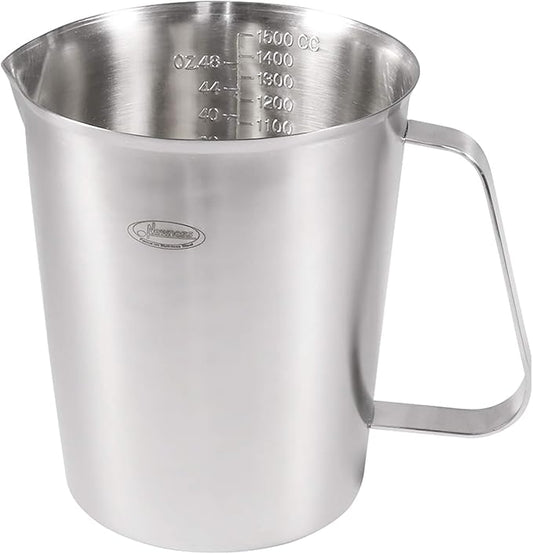 Measuring Cup, [Upgraded, 3 Measurement Scales, Including Cup Scale, ML Scale, Ounce Scale], Newness Stainless Steel Measuring Cup with Marking with Handle, 48 Ounces (1.5 Liter, 6 Cup) by Newness