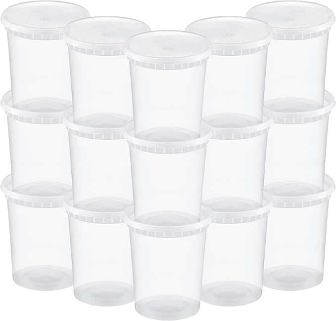 TashiBox 48 Sets 32 oz Plastic Deli Containers with Lids - Clear Airtight Food Storage & Meal Prep Containers, BPA Free, Stackable, Leakproof, Microwave & Freezer Safe - Image 3
