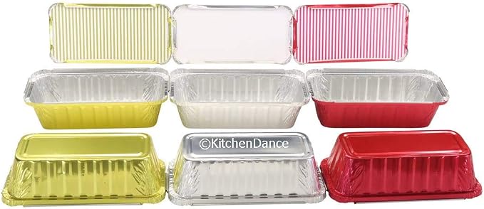 KitchenDance Disposable Aluminum Closable Loaf Pans with Lids - 2 Pounds Aluminum Foil Pans for Cakes, Cobblers - Baking Pans Perfect for Baking, Storing, Preparing Food - 1850 (Silver, 125) - Image 8