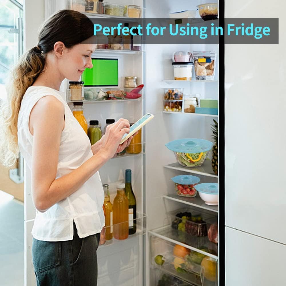 Silicone Lids for Food Storage - Silicone Bowl Covers Pot Lids BPA Free Suction Lids Silicone Microwave Cover Pot Covers for Cups Bowls Pots Pans Oven Fridge