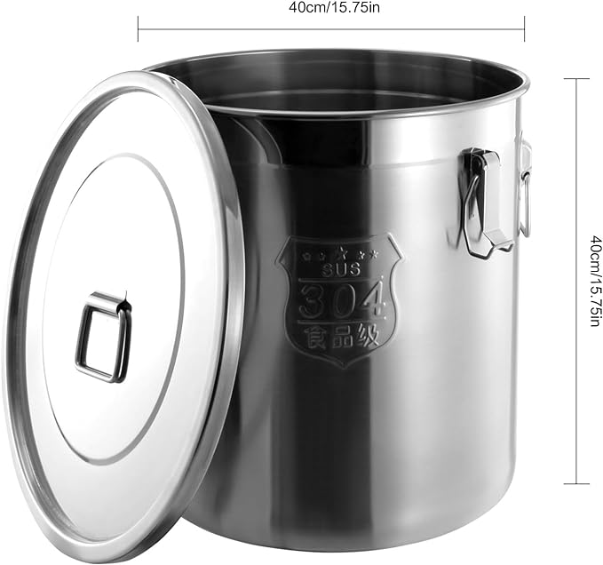 DYNAMI 12.7Gal 304 Stainless Steel Rice Storage Container 40-90Lbs | 48L Extra large Metal Rice Storage Bucket with Airtight Lid &Locking Buckle,Bird Seed Storage Container 50 lbs,for Rice Flour - Image 7