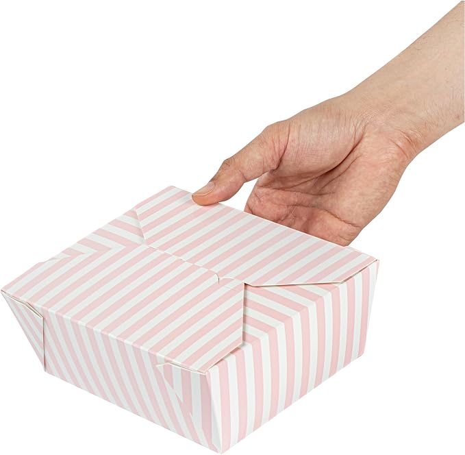Restaurantware 45 oz Pink And White Stripe 8 Bio Box Container, 200 Ct - Image 14