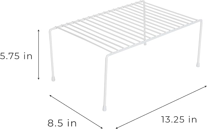 Smart Design Cabinet Storage Shelf Rack - Medium (8.5 x 13.25 Inch) - Steel Metal Wire - Cupboard, Plate, Dish, Counter & Pantry Organizer Organization - Kitchen [White] - Image 4